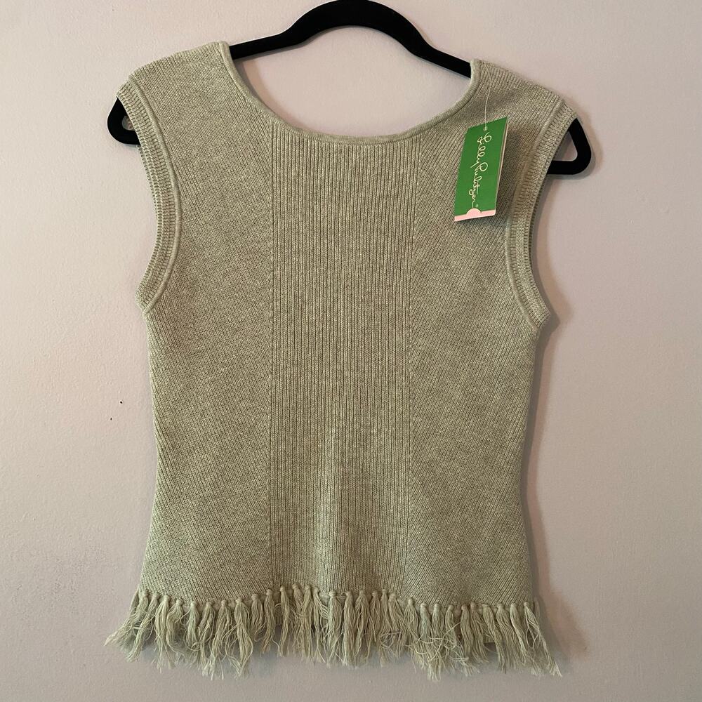 NWT Lilly Pulitzer Gray Wellington Sweater Sleeveless Tassel Fringe Women Small